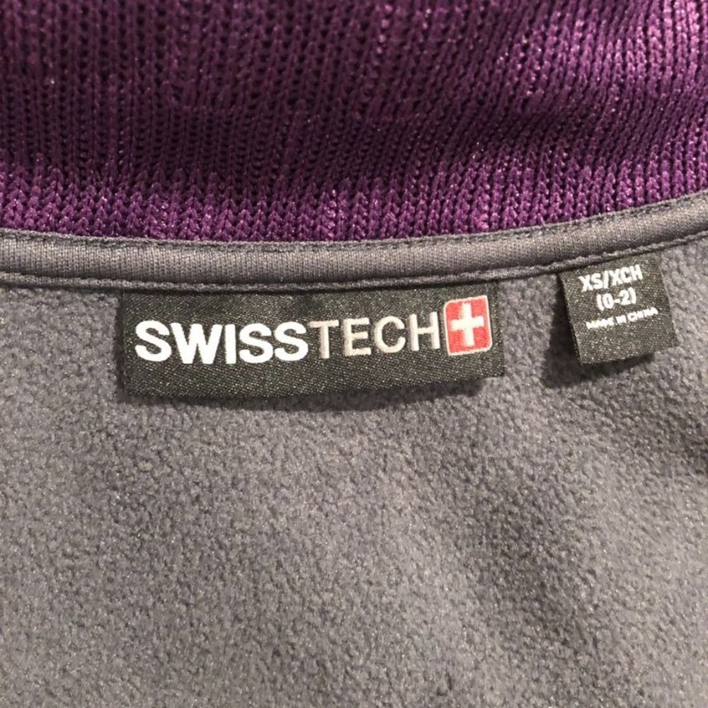 SwissTech Full Zipper Sweater Jacket Plum Purple XS Mock Neck Womens Knit Fleece - Picture 4 of 6